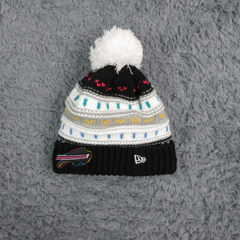 New Era Hat Beanie Womens One Size Black Buffalo Bills Acrylic Polyester NWOT